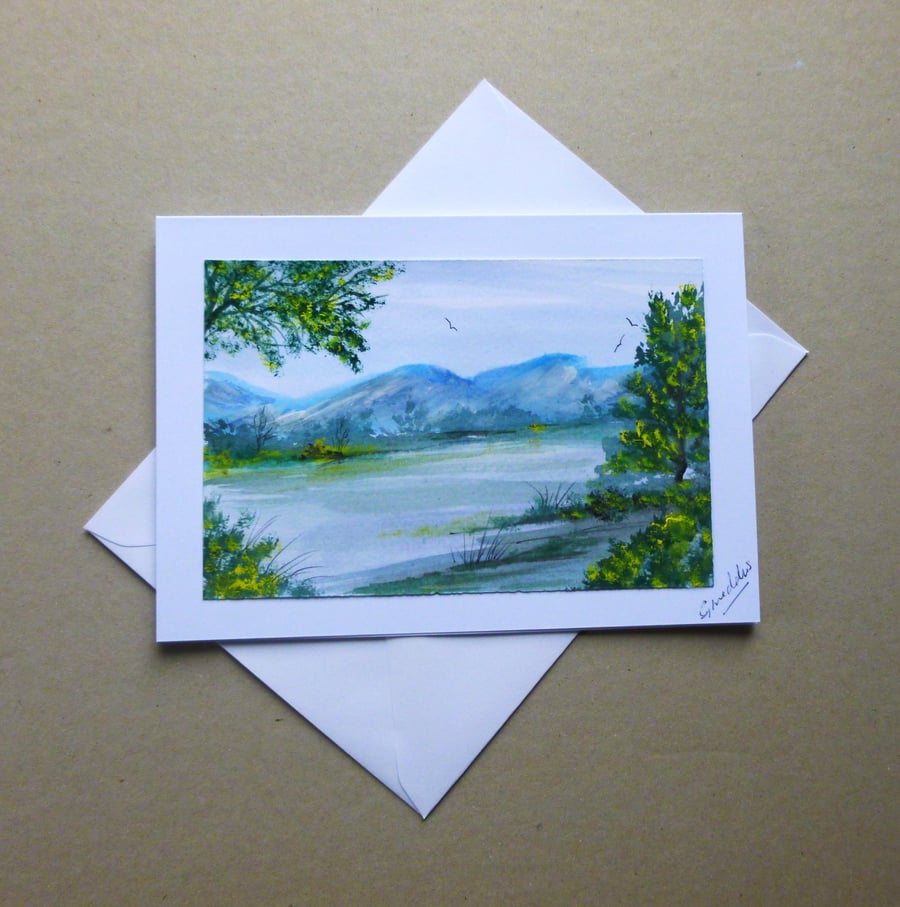 original art hand painted watercolour landscape greetings  card ( ref FA66 P5 )
