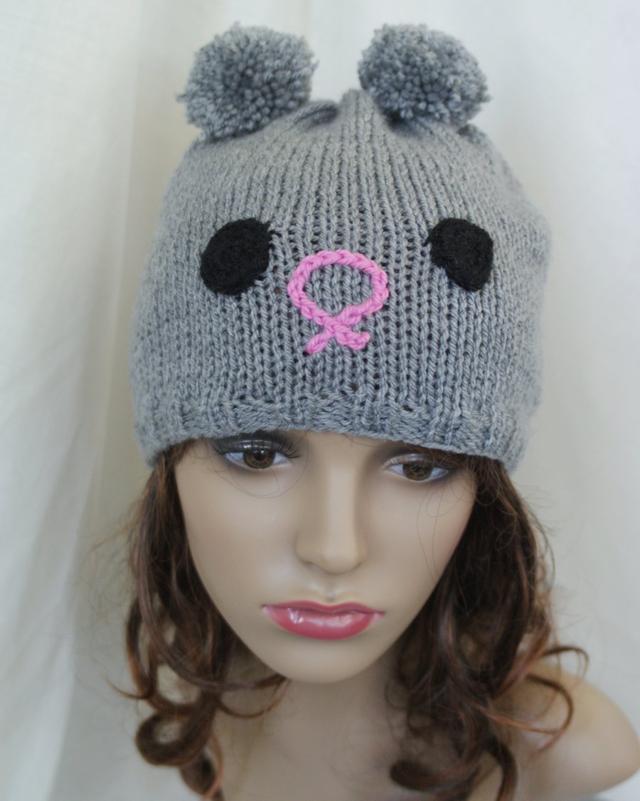 Hat Ladies Knitted Teddy Hat
