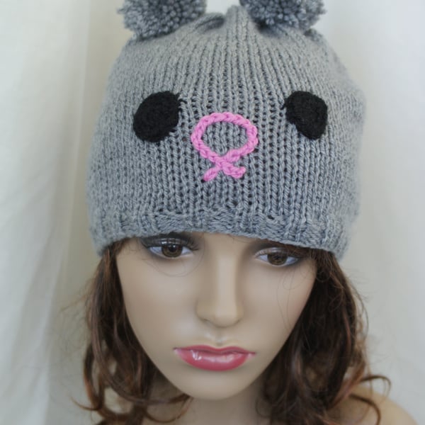 Hat Ladies Knitted Teddy Hat