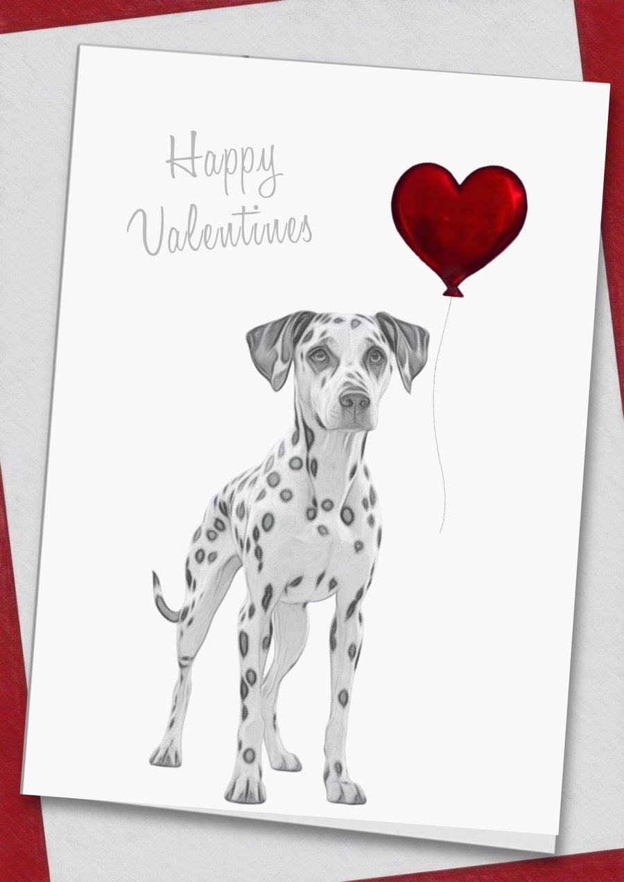 Love Hearts Dogs Dalmatian Valentines Card