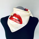 Rocky Horror Picture Show Inspired Scarf. Satin Silk Square with Red Lips Print
