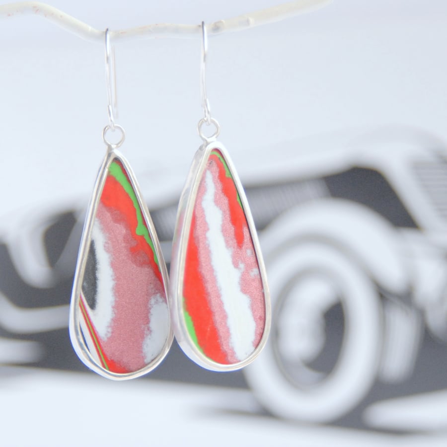 Kenworth fordite earrings - pink and white