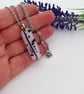 Handmade Light Pink and Black Fused Glass Pendant with Stainless Steel Chain - Image 7