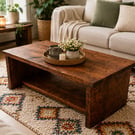 Handmade Rustic Solid Wood Coffee Table Length 90cm