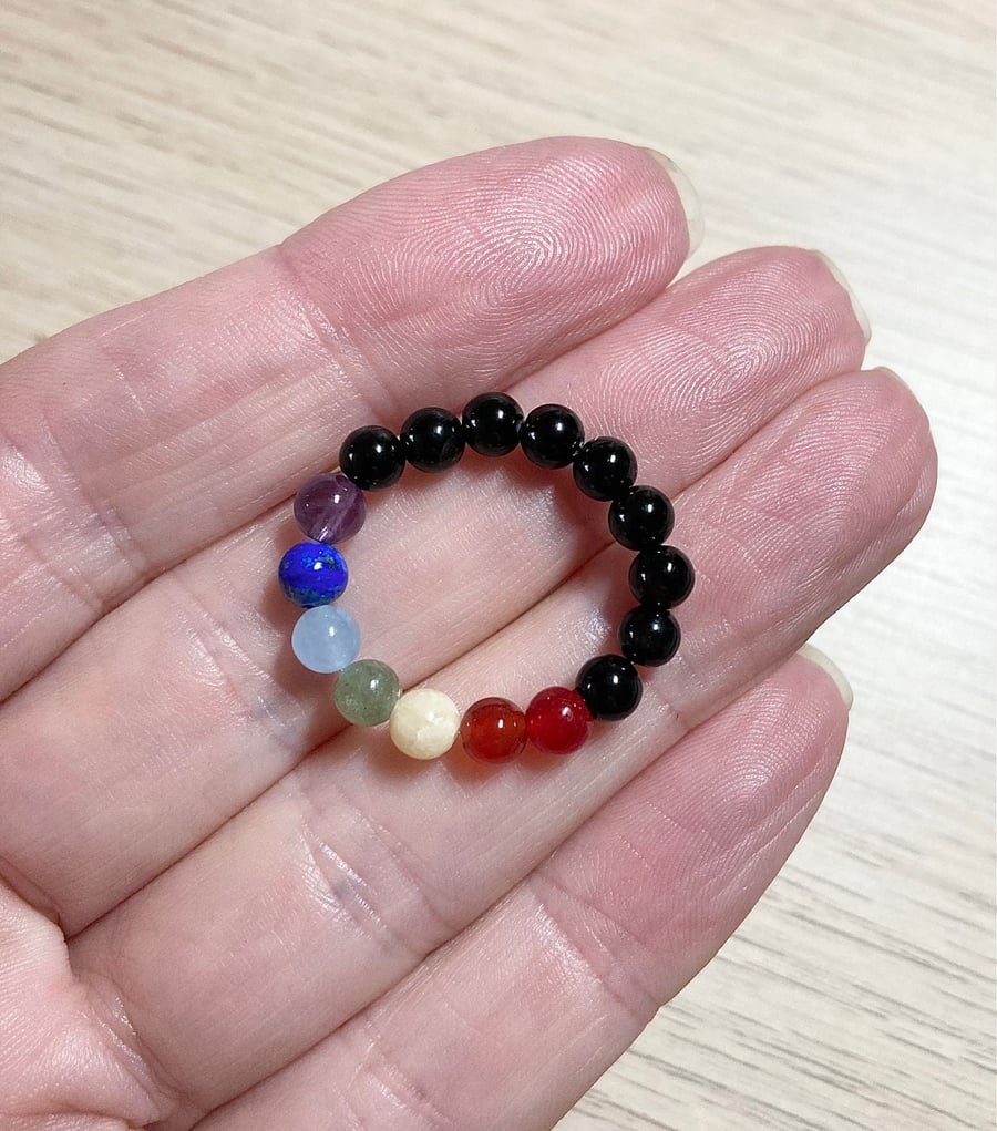 Tiny Gemstone Chakra Activation Ring