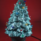 Green Ceramic Glittery Xmas Christmas Tree Table Lamp Light Ornament Decoration.