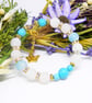 Agate And Synthetic Turquoise Memory Wire Beaded Bracelet
