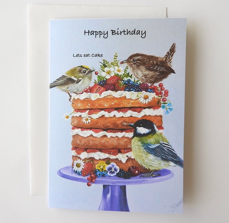 Birthday Card 5" x 7". Lets eat cake.