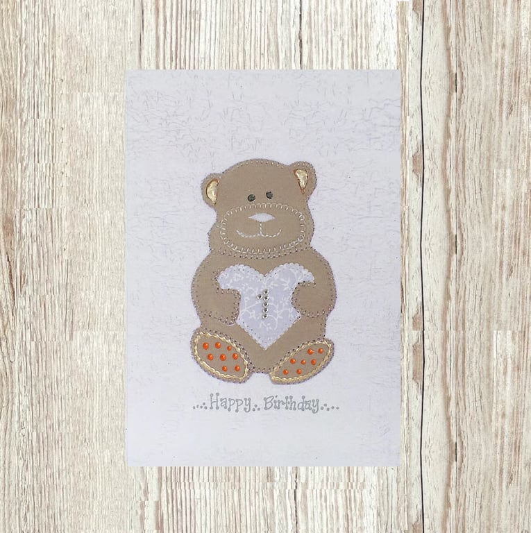 1st Birthday card large A5 personalised teddy bear - child's milestone age 1