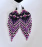 Seed Bead Fringe Earrings in Gothic Inspired Colours - Image 2