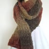 Crocheted Long scarf in Shades of Autumn