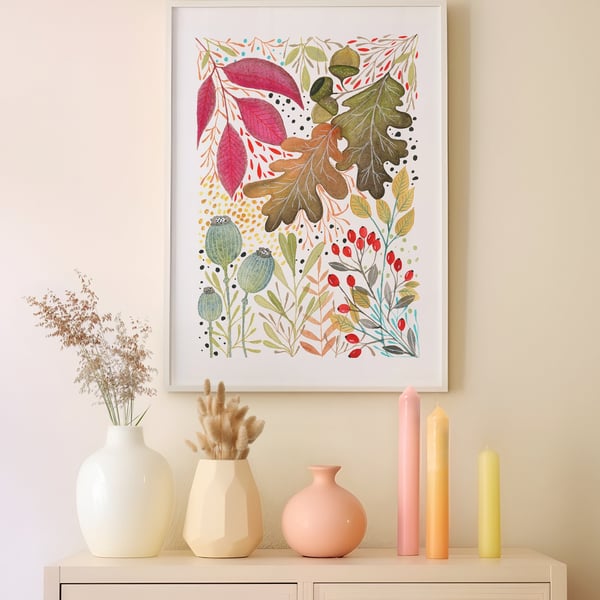 Floral wall art, Flowers, Watercolour floral print,A4 Art Print, Home Decor