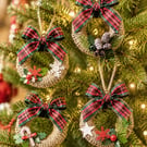 Set of 14 Hand Made Rustic Style Mini Christmas Wreaths. 