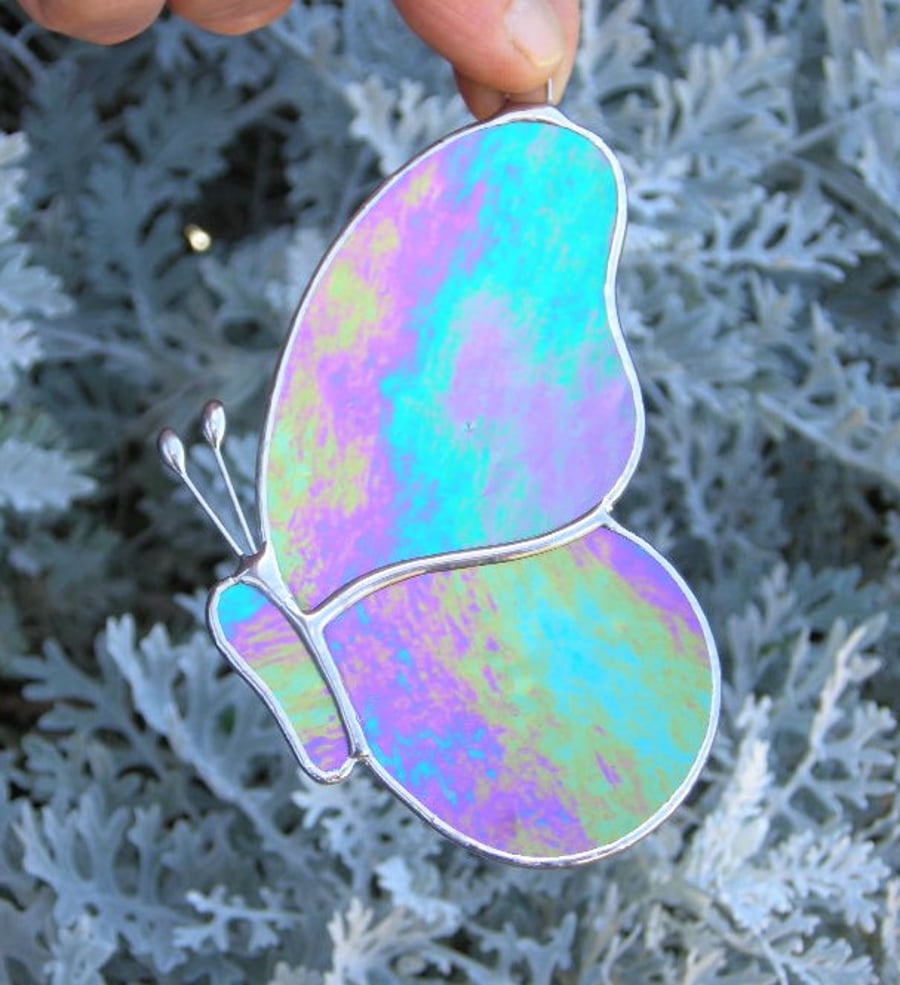 Stained Glass Butterfly with iridescent black backed glass