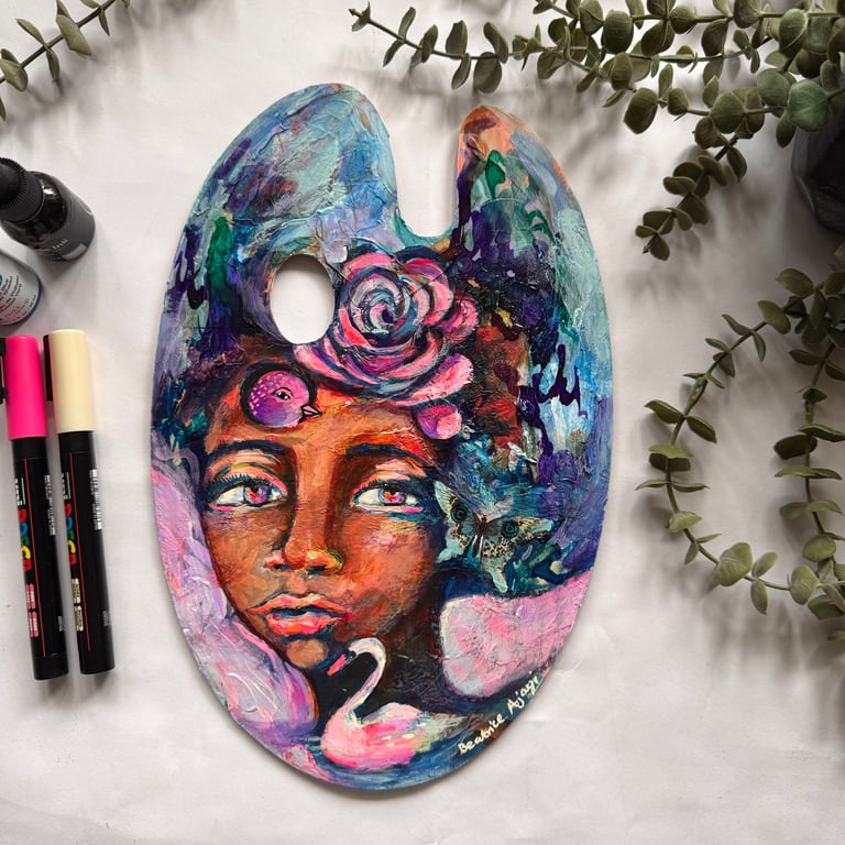 Original Artwork Tabitha - Painting on wooden Art Palette 