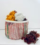 Desk tidy, colourful textile container for storage or plant pot