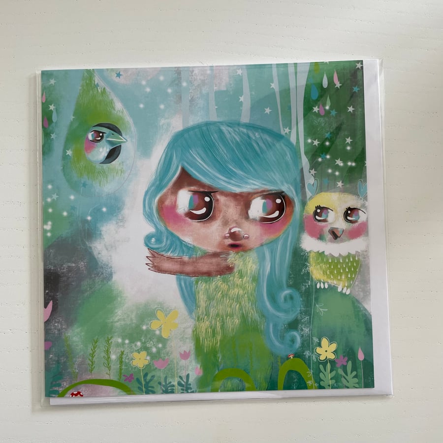 Girl and Owl Greetings Cards