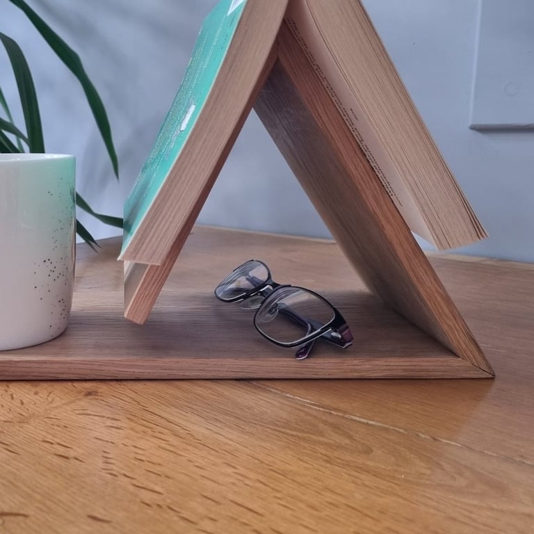 Hand Crafted Wooden Book Stand — Pine, Oak or Mahogany with Contrasting Details
