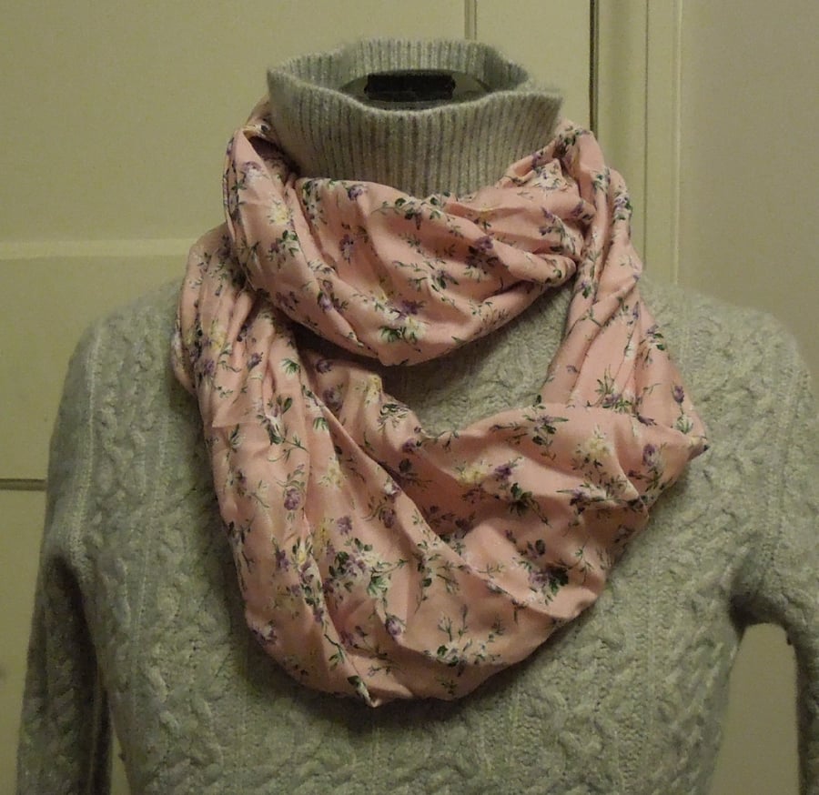 Pastel Pink and Floral Twist Scarf