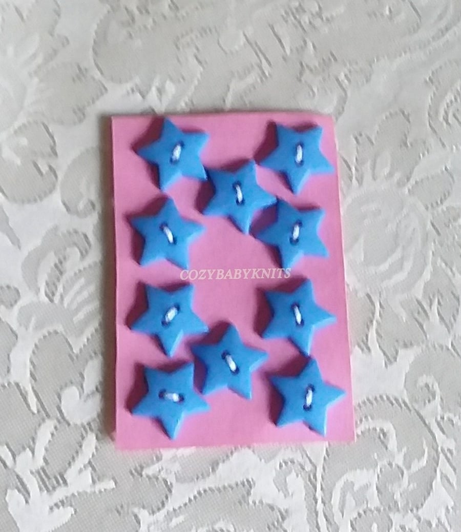 Blue star plastic buttons