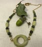 Jade beads & gold plate necklace - Image 1