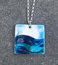 Enamel Pendant, sea pendant, ocean pendant, waves necklace, waves, enamel ,  - Image 8