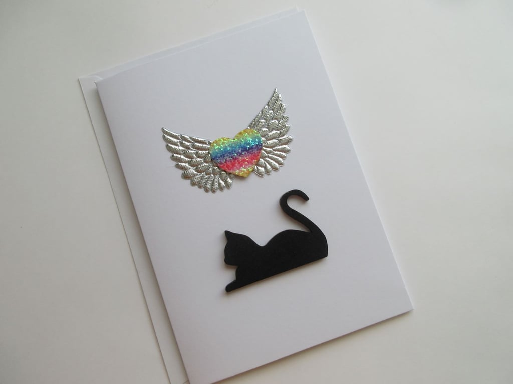 Cat Pet Loss Sympathy Condolences Greetings Card Rainbow Bridge