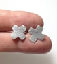sterling silver kiss cross stud earrings - Image 5