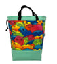Extra Large canvas drawstring knitting bag with llamas print, many pockets - Image 1