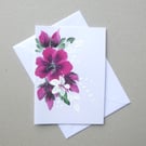 hand painted original art floral greetings card ( ref FA18 B6 )