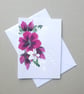 hand painted original art floral greetings card ( ref FA18 B6 )