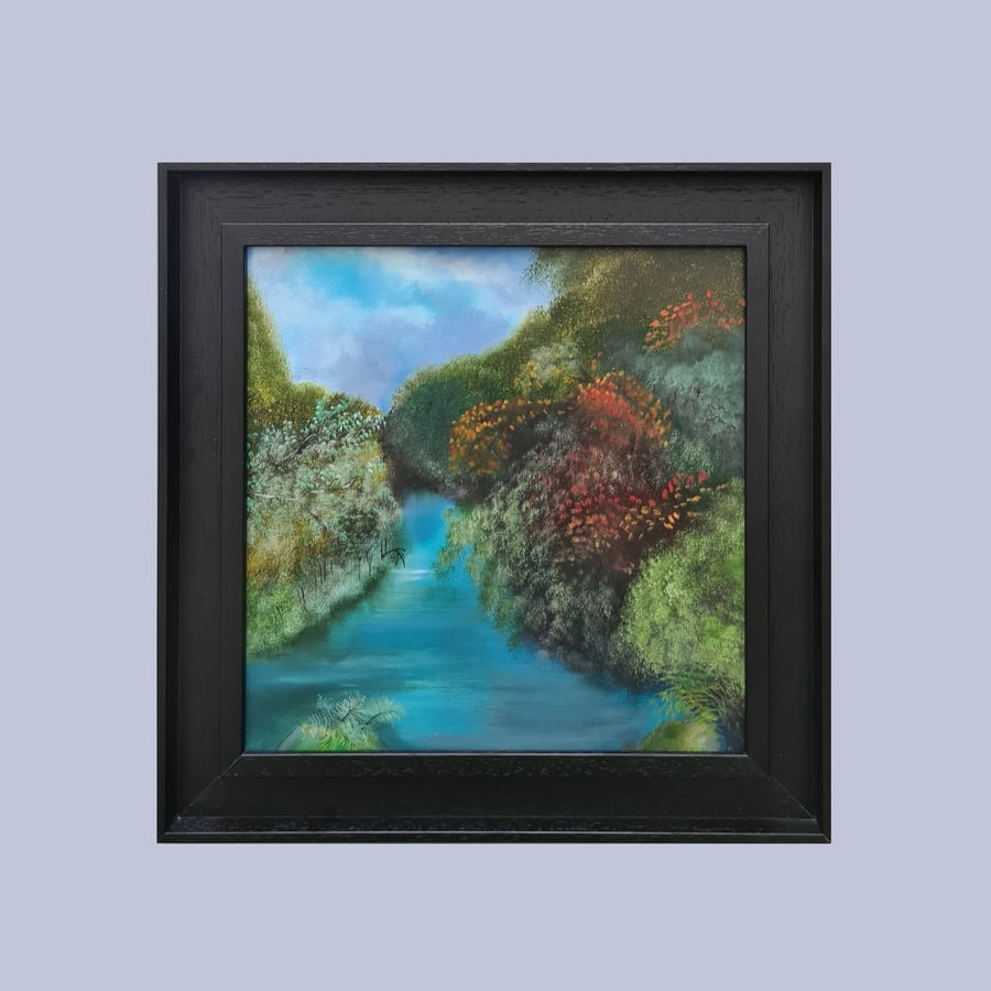 River Wye, oil on board painting