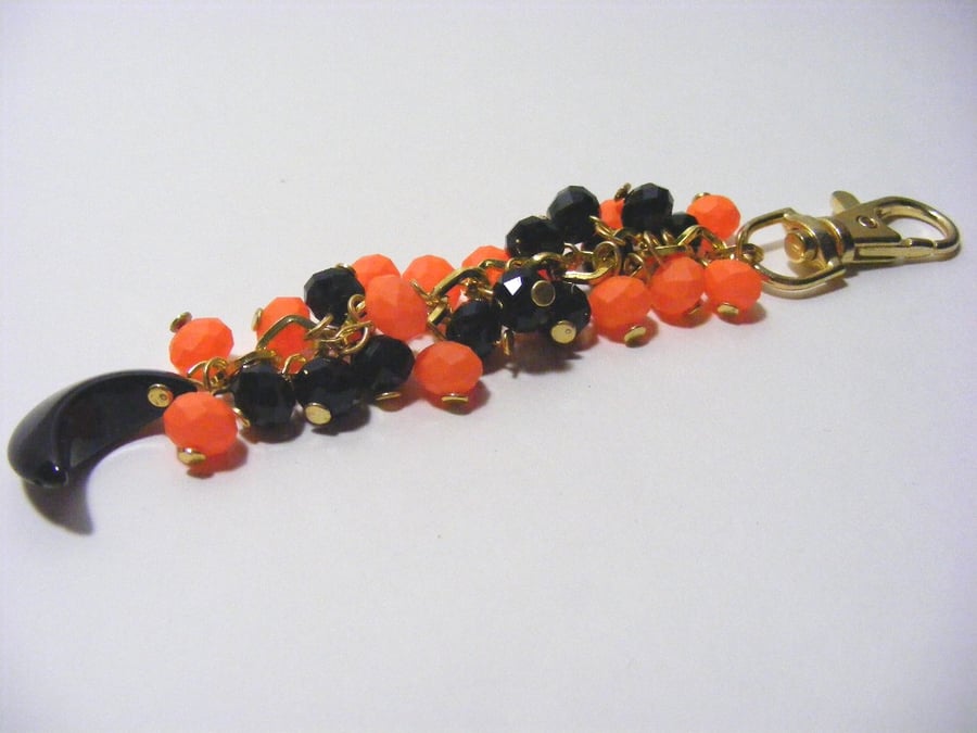 Orange and Black Bag Charm