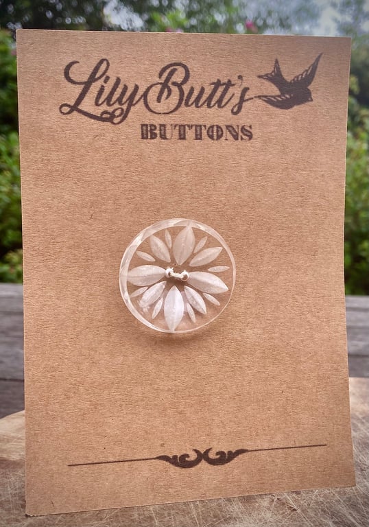 Large Vintage Clear Plastic 'Cut' Button 36mm