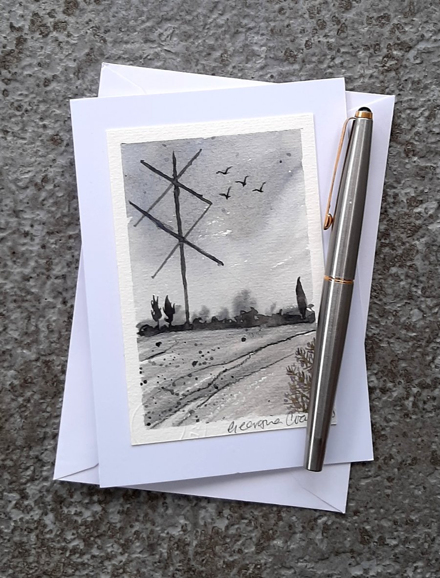 Protection. Wicca Symbol Sigil Rune Handpainted Card