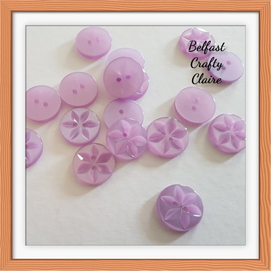 Star Style - Resin Buttons - LILAC - 3 Sizes Available