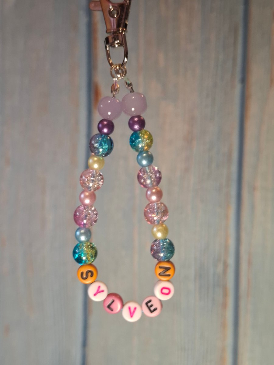 Sylveon beaded keyring charm