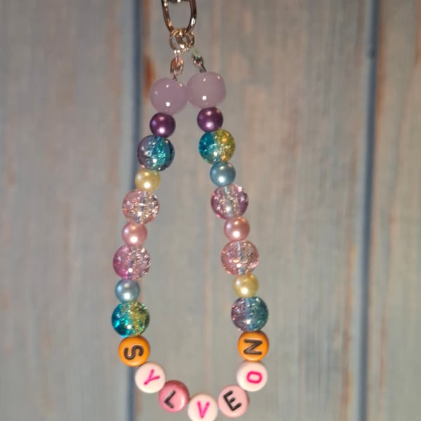 Sylveon beaded keyring charm