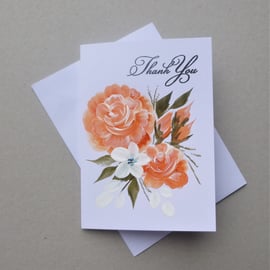 hand painted art floral Thank You card ( ref F 662 K4 )