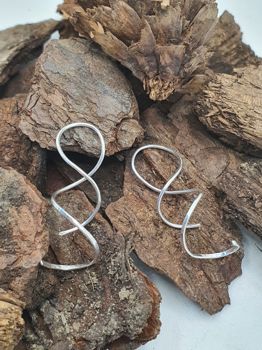 Sterling Silver Spiral Earrings, Elegant Earrings, Minimalist Wedding Earrings