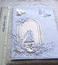 luxury 3d wedding card in white, silver,  beautiful flower spray, bride groom  - Image 2