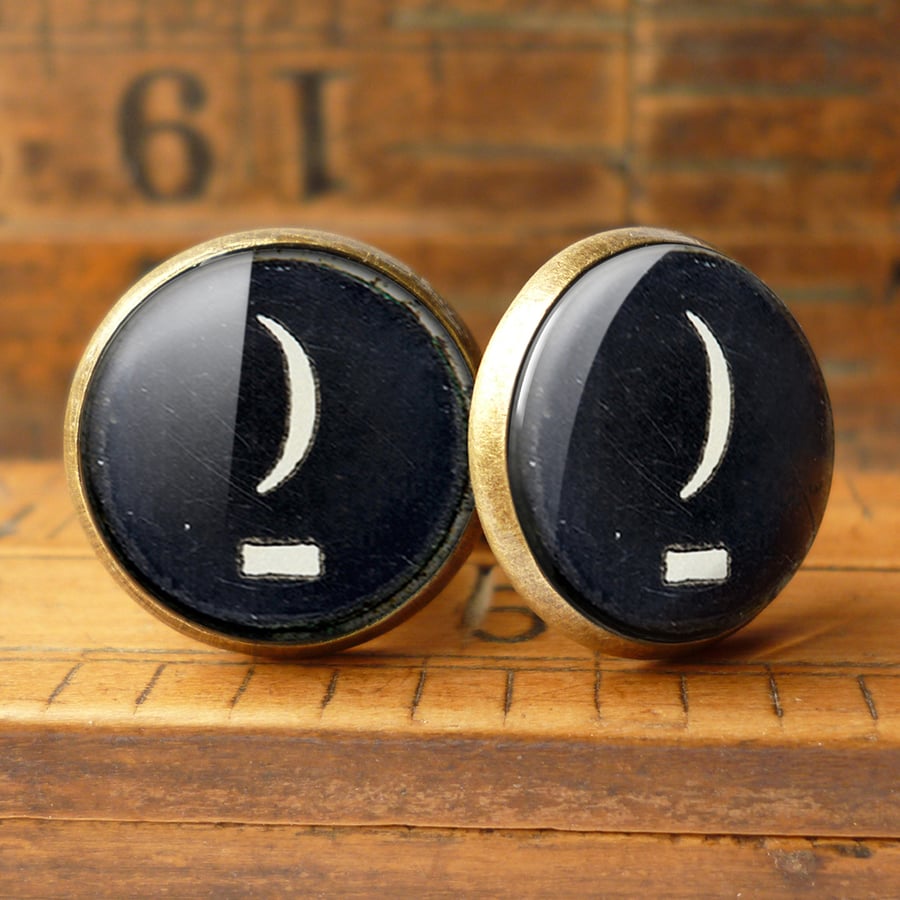 Crescent Moon Typewriter Key Cufflinks (DJ10)