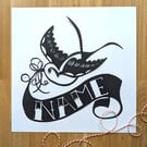 Large Bespoke Customised Personalised Handmade Swallow Name Banner