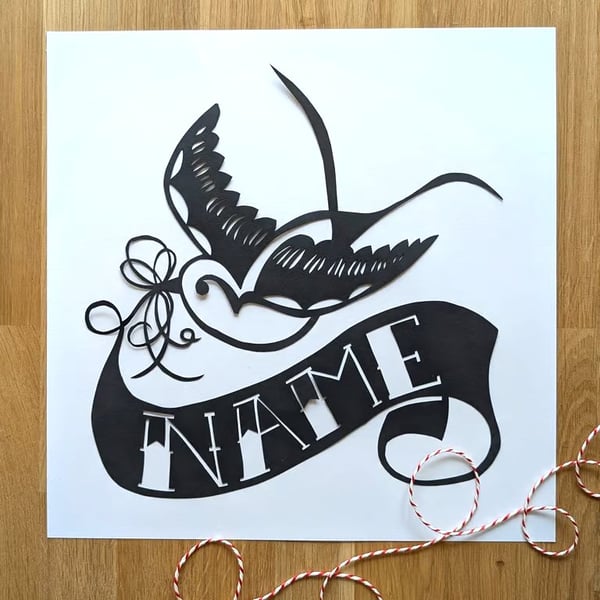 Large Bespoke Customised Personalised Handmade Swallow Name Banner