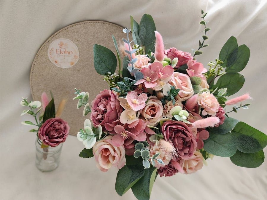 Perfectly Pink Brides Bouquet and Buttonhole 