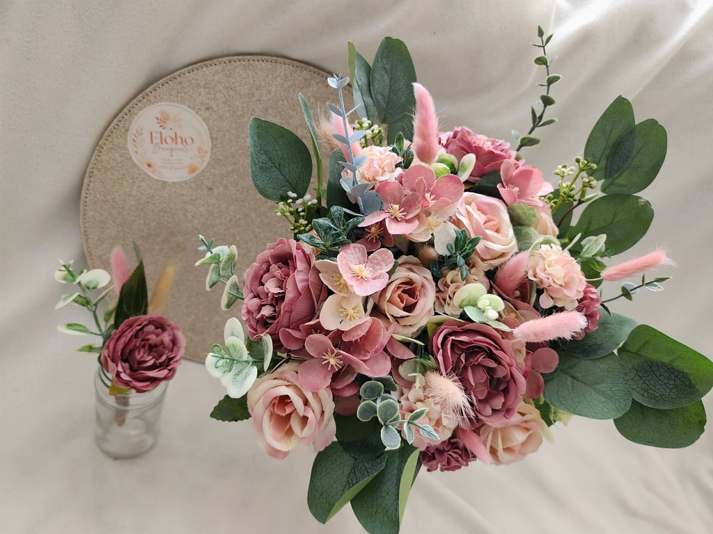 Perfectly Pink Brides Bouquet and Buttonhole 