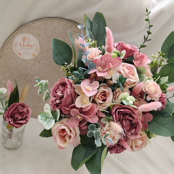 Perfectly Pink Brides Bouquet and Buttonhole 
