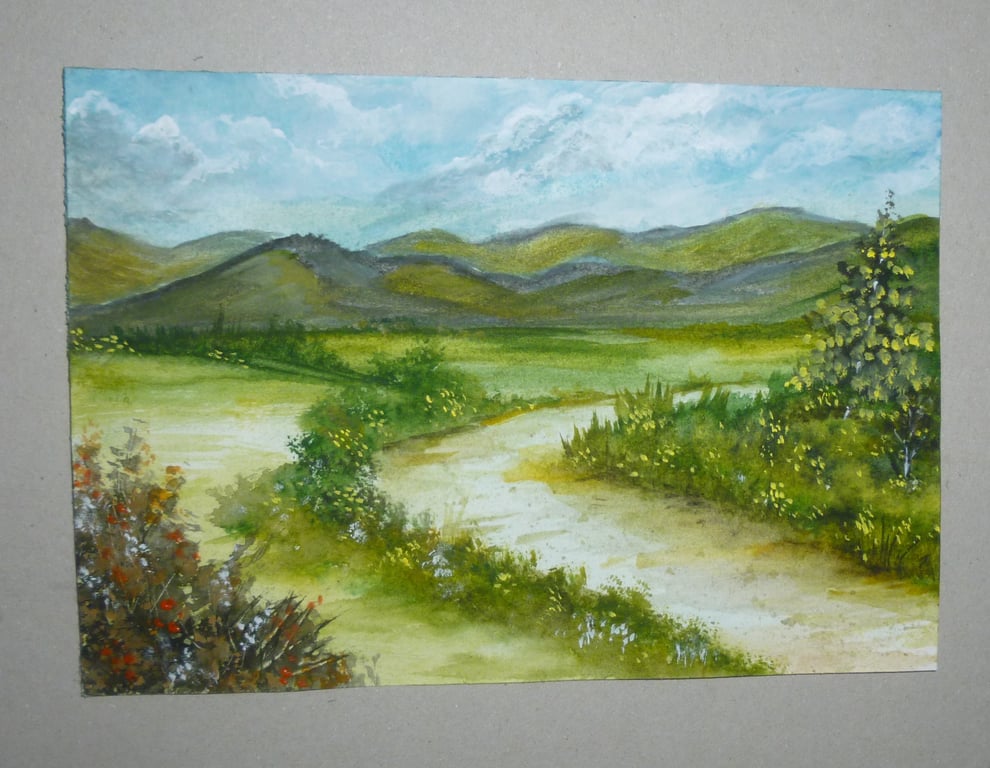 original art landscape watercolour painting ( ref FA 406 K5 )