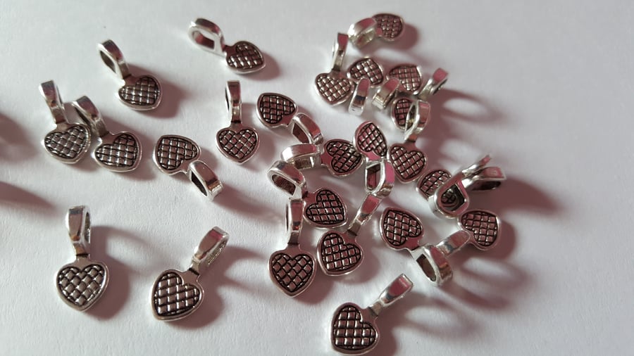 15 x Tibetan Silver Plated Glue-On Pendant Bail Hangers - 8mm 