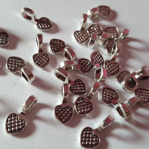 15 x Tibetan Silver Plated Glue-On Pendant Bail Hangers - 8mm 